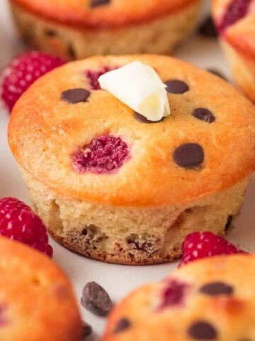 chocolate chip raspberry muffins.