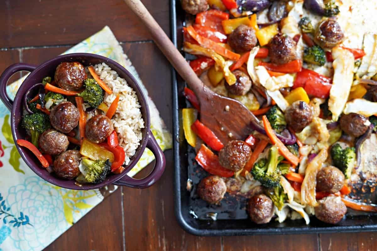 Sheet Pan Teriyaki Meatballs Roasted Veggies Gluten Free Soy Free Dairy Free Nut Free Refined Sugar Free